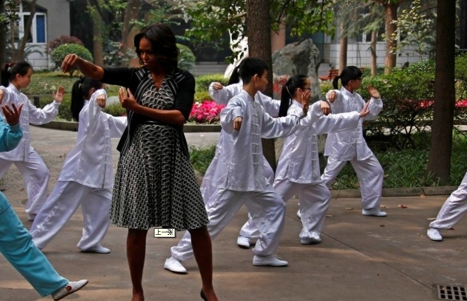 米歇尔学习太极拳 “师傅”为其打满分